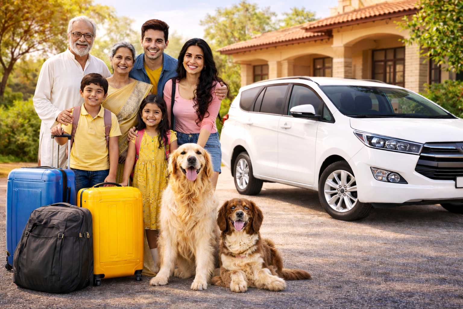 Ajay Tour & Travels Jaipur family taxi with luggage and pet